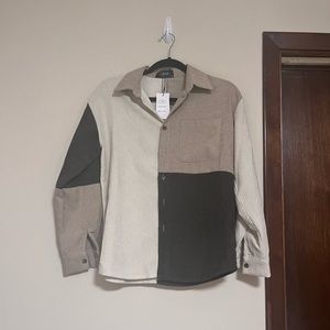 Cider. Color block oversized button shirt